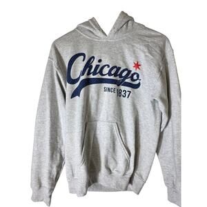CHICAGO ILLINOIS Gray Blue Active Sporty Heavy Pullover Hoodie SZ S